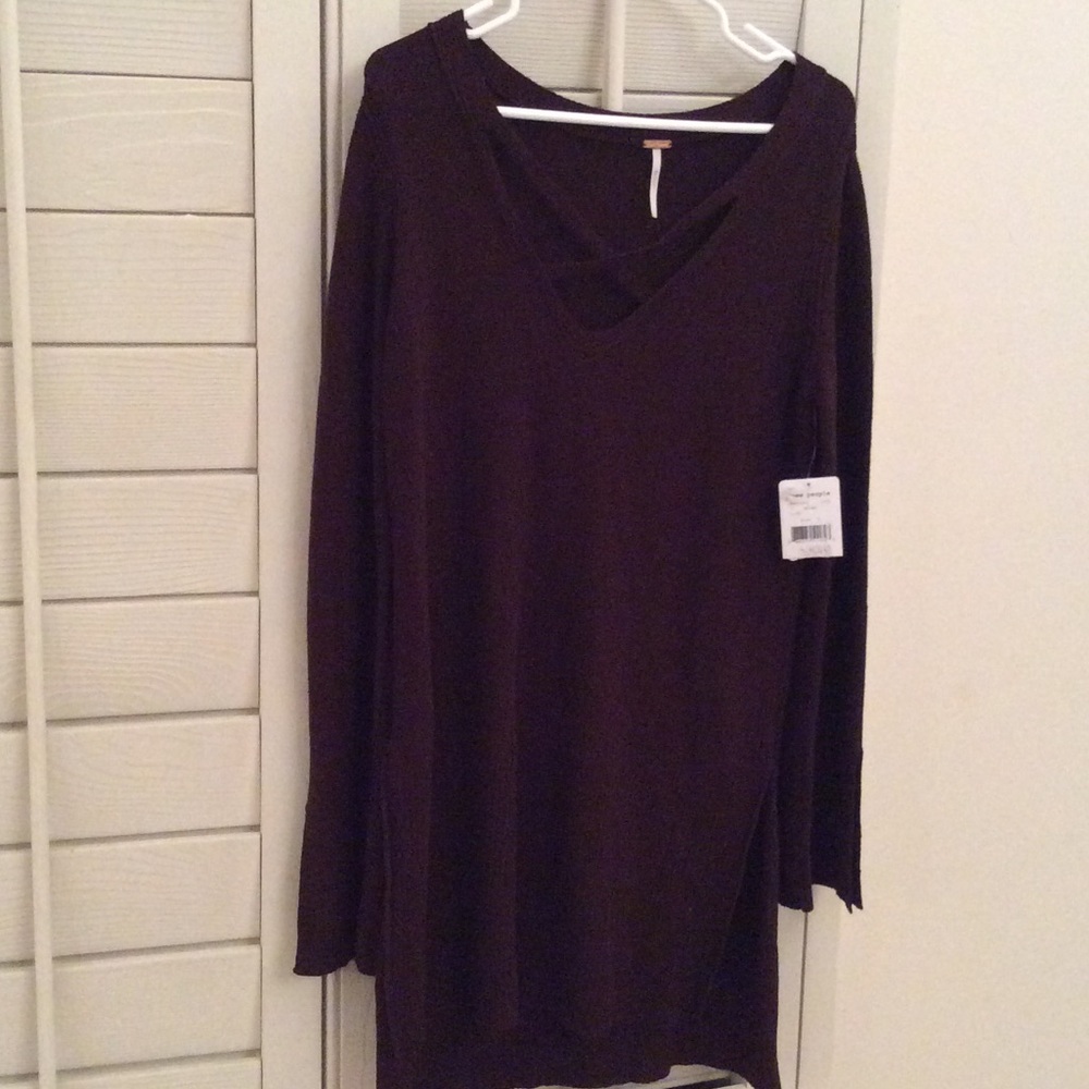 NWT Free People Criss Cross Brown Pullover Sweater - Picture 5 of 6