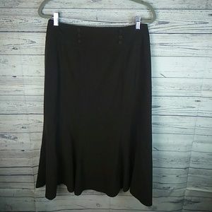 Brown Modest Long Button Detail Skirt