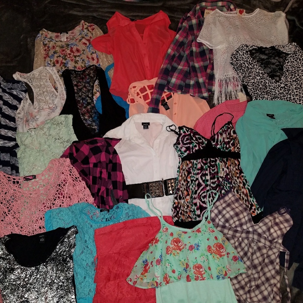 Big bundle lot of tops lace plaid floral