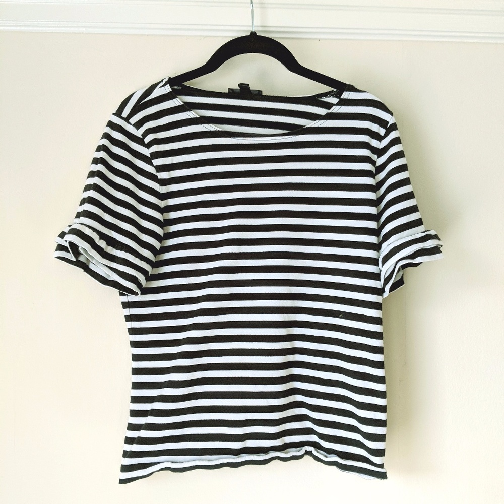 J. Crew ruffle sleeve striped tee