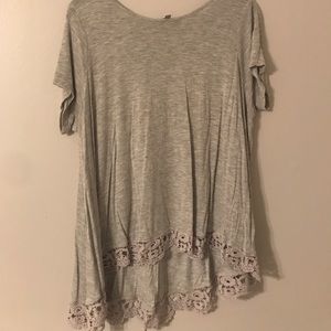 High Low Lace Trim Top