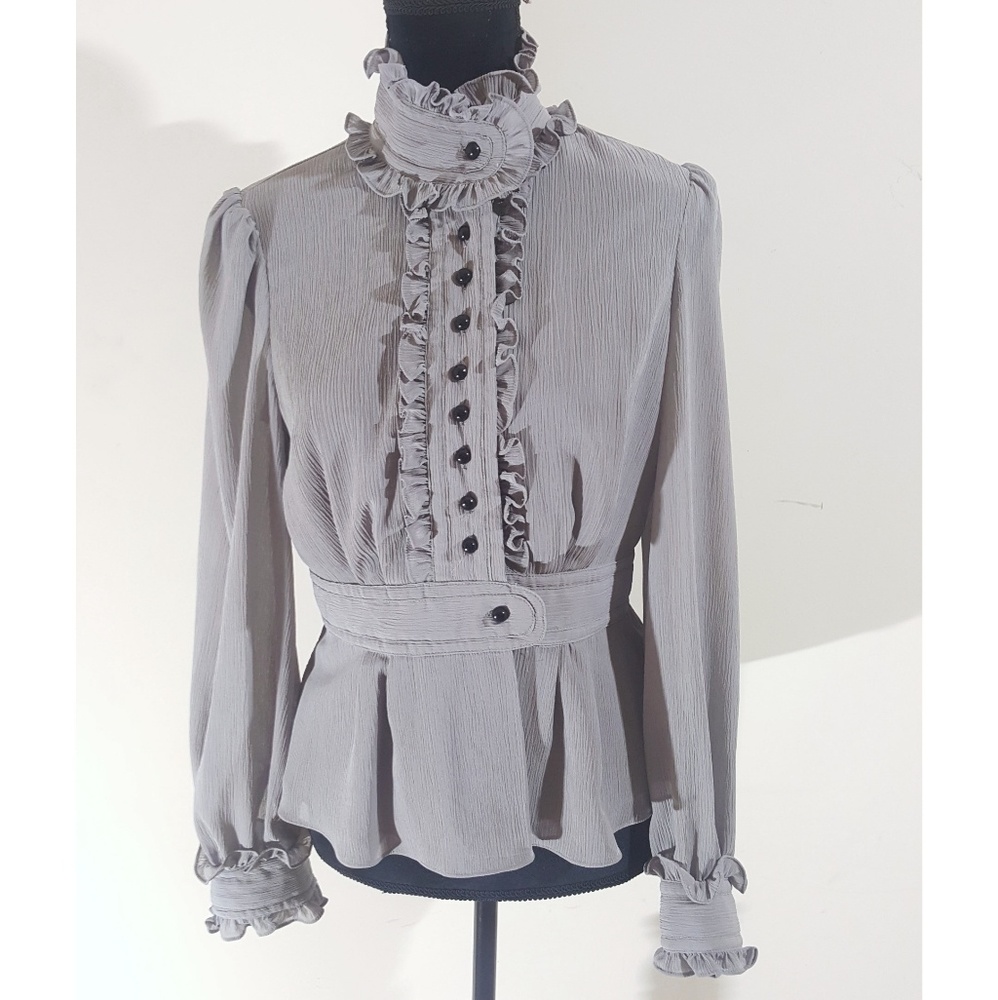 Alice Temperly Victorian Ruffle Peplum Shirt