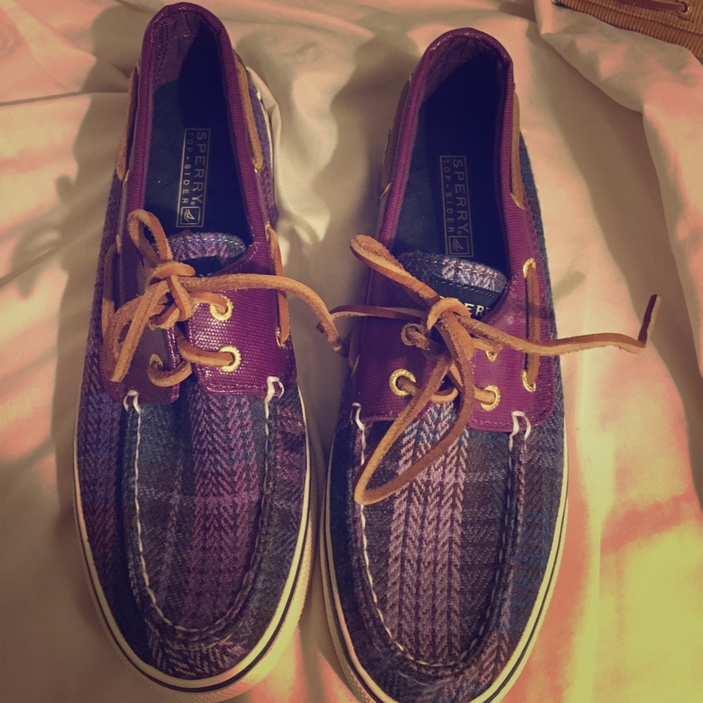 Purple plaid Sperry top siders