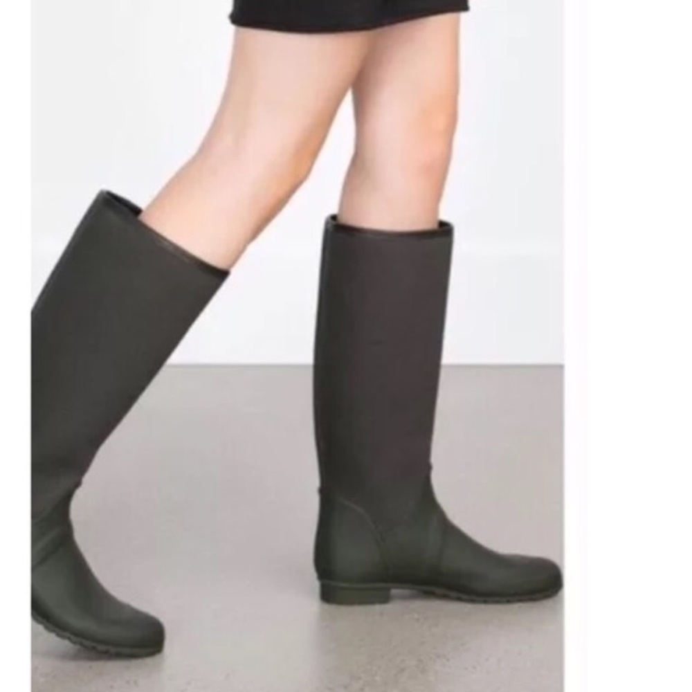 ZARA Dark Green Knee Rain Boot