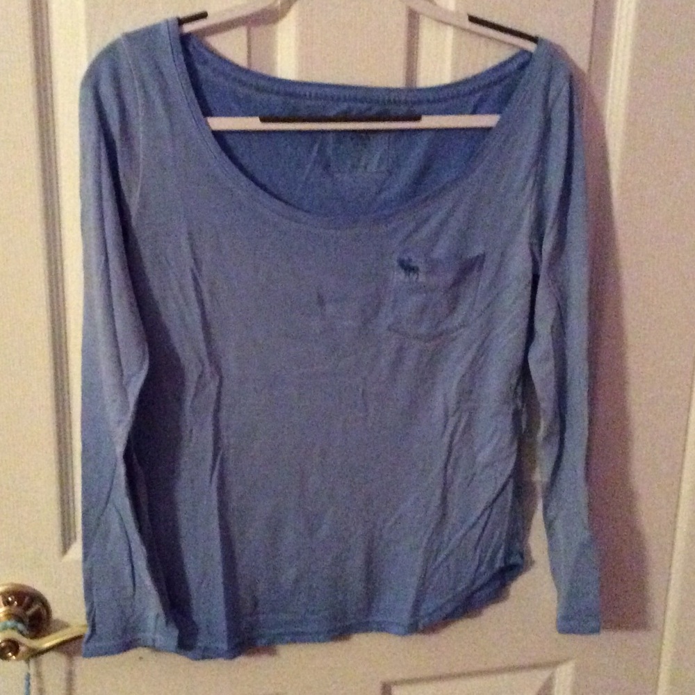 A&F Blue Scoop Neck Long Sleeve