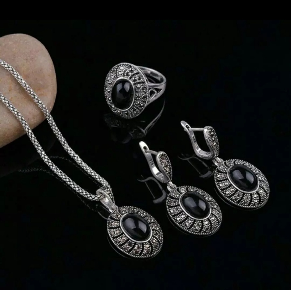 Trio set pendant, earrings and size 8 ring
