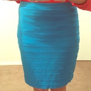 Blue mini skirt.