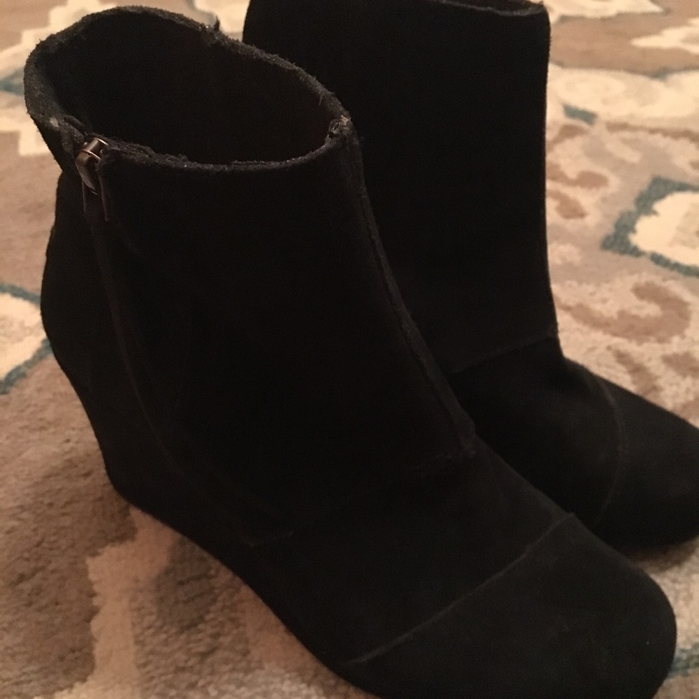 Black Suede TOMS Booties