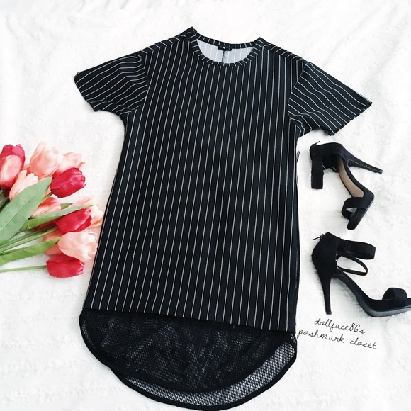 Lucca Couture Dresses & Skirts - NWOT Black + White Stripe Net Hem T-Shirt Dress