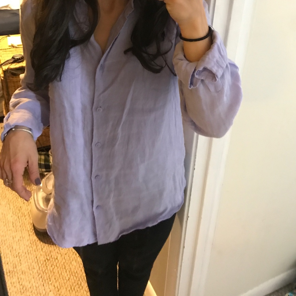 Uniqlo Linen longsleeve button down top