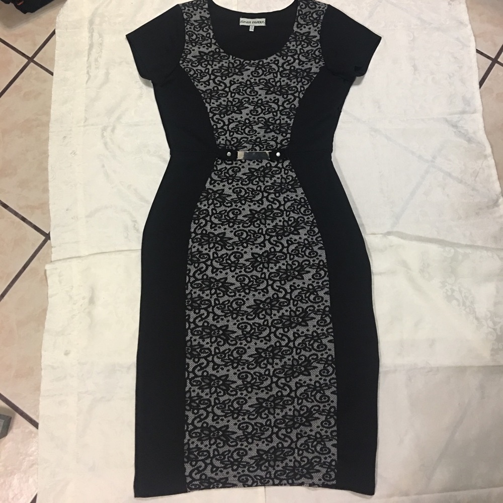 Gray and black dress