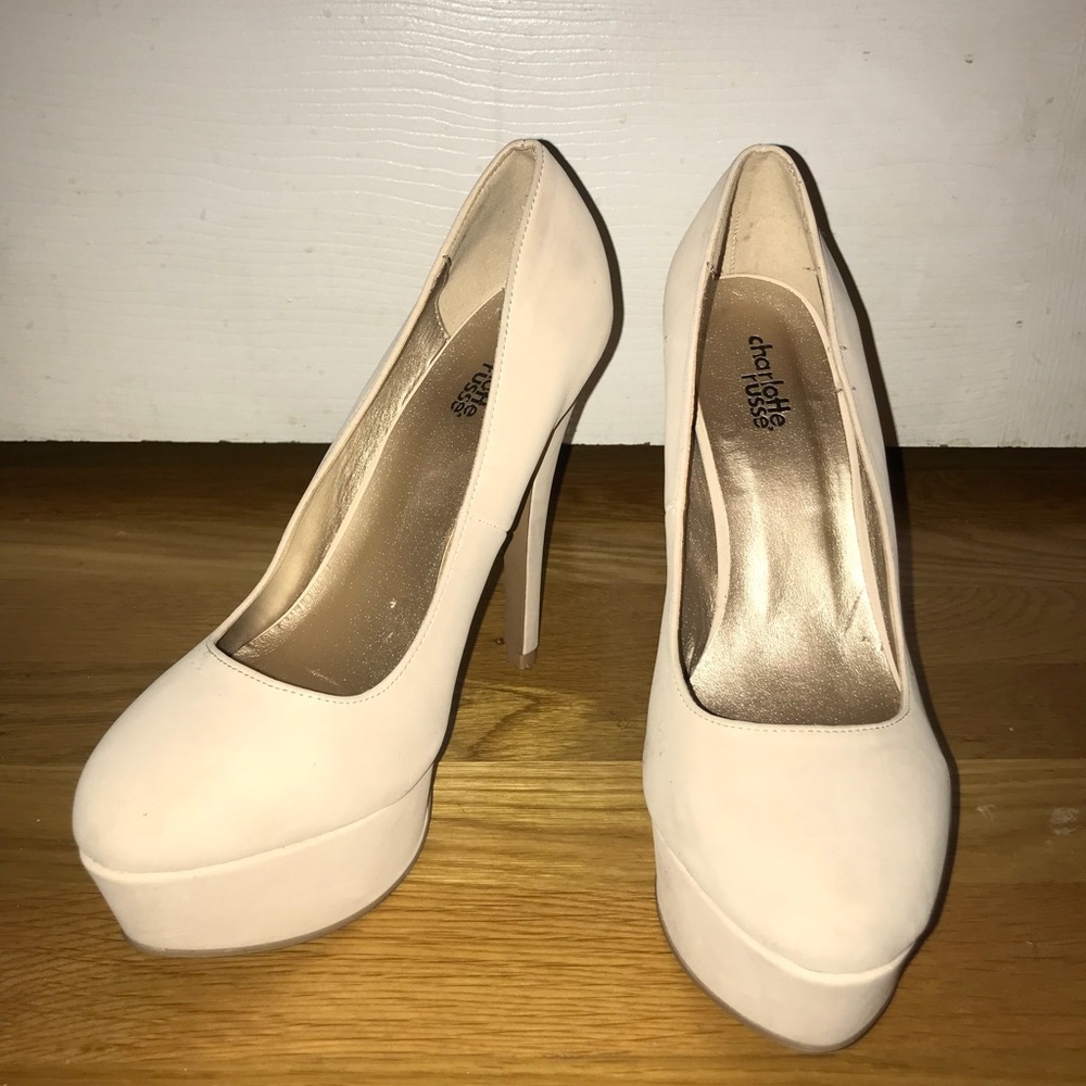 Charlotte Russe Nude Faux Suede Platform Pumps