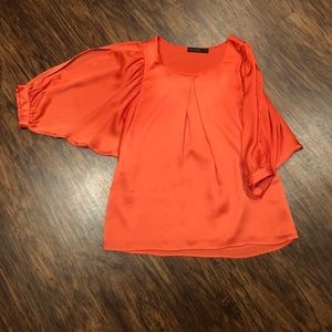 Limited Orange Slit-sleeved Top