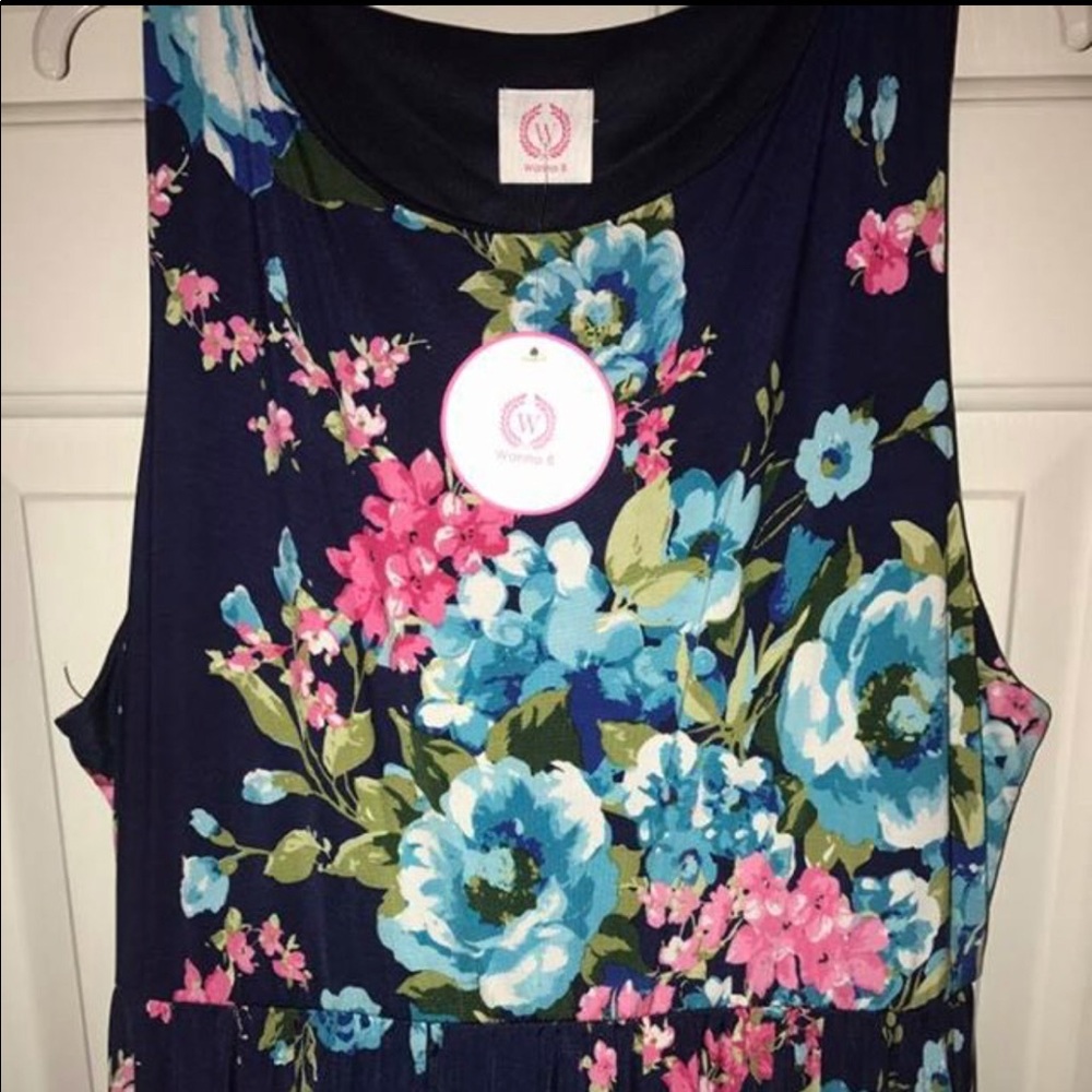 BEAUTIFUL Navy and Floral long dress