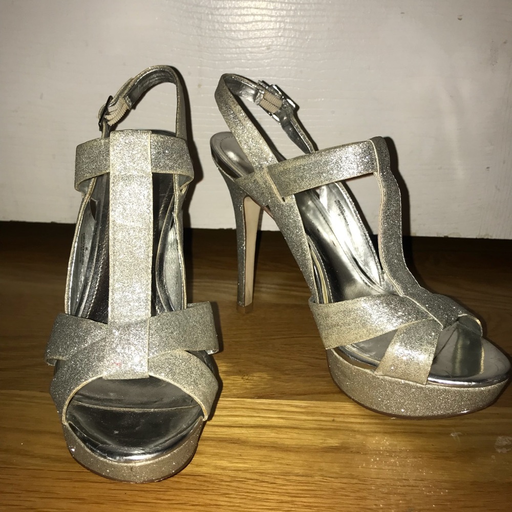 ALDO Silver Strappy Sparkly Heel