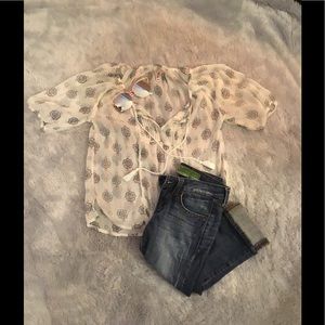 MUDD peasant blouse with pattern