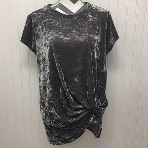 Grey, velvet knot front top