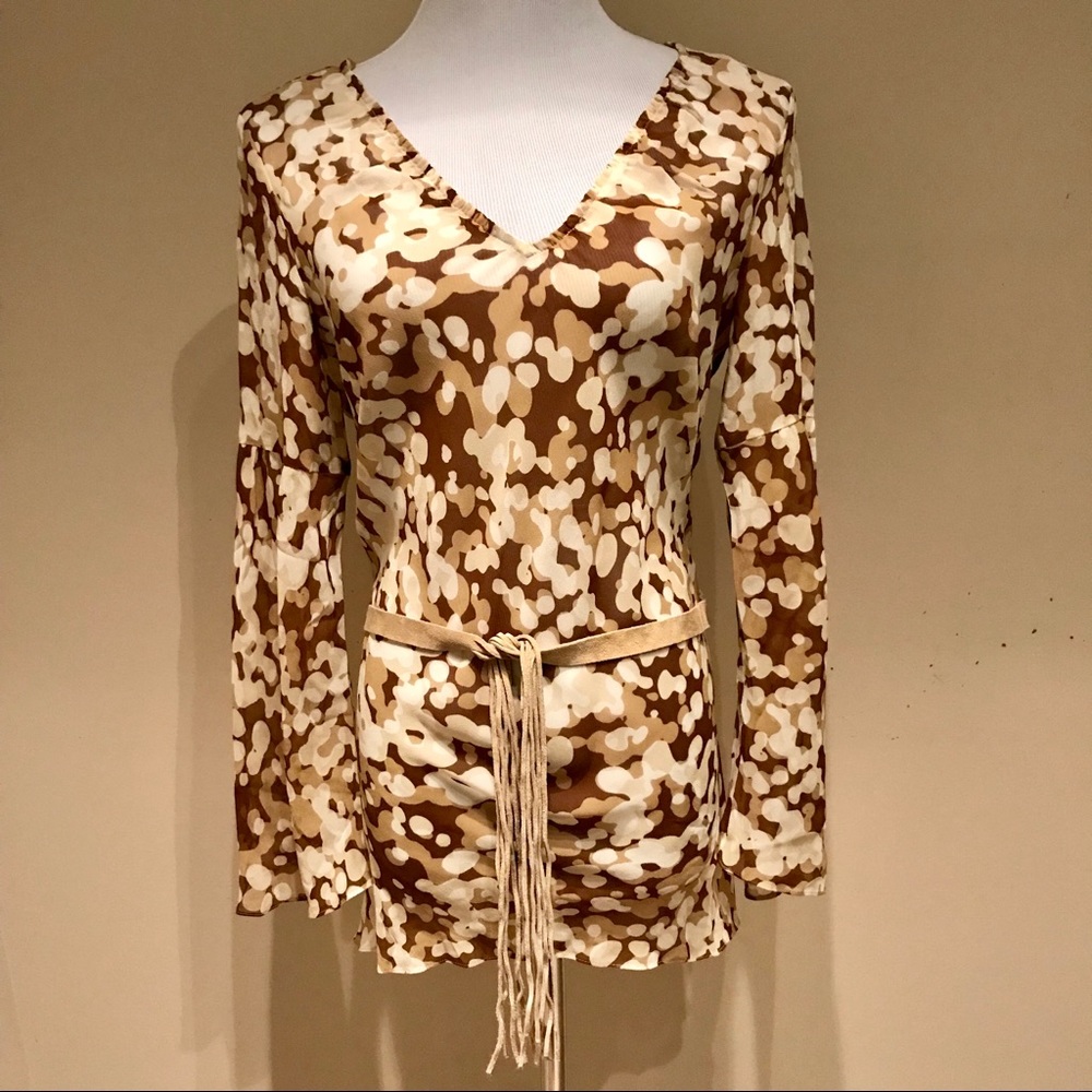 Blouse with Suede Fringe Belt