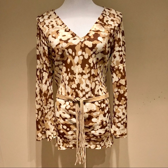 Blouse with Suede Fringe Belt - Picture 1 of 4
