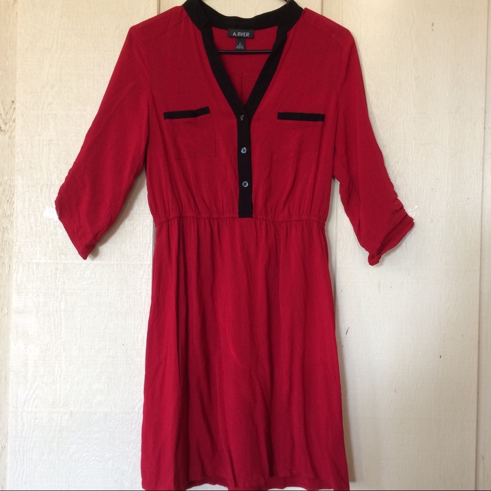 Casual Red and Black Dress