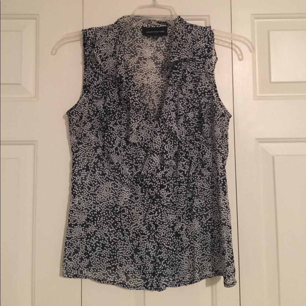 Sheer Navy Blue Sleeveless Blouse