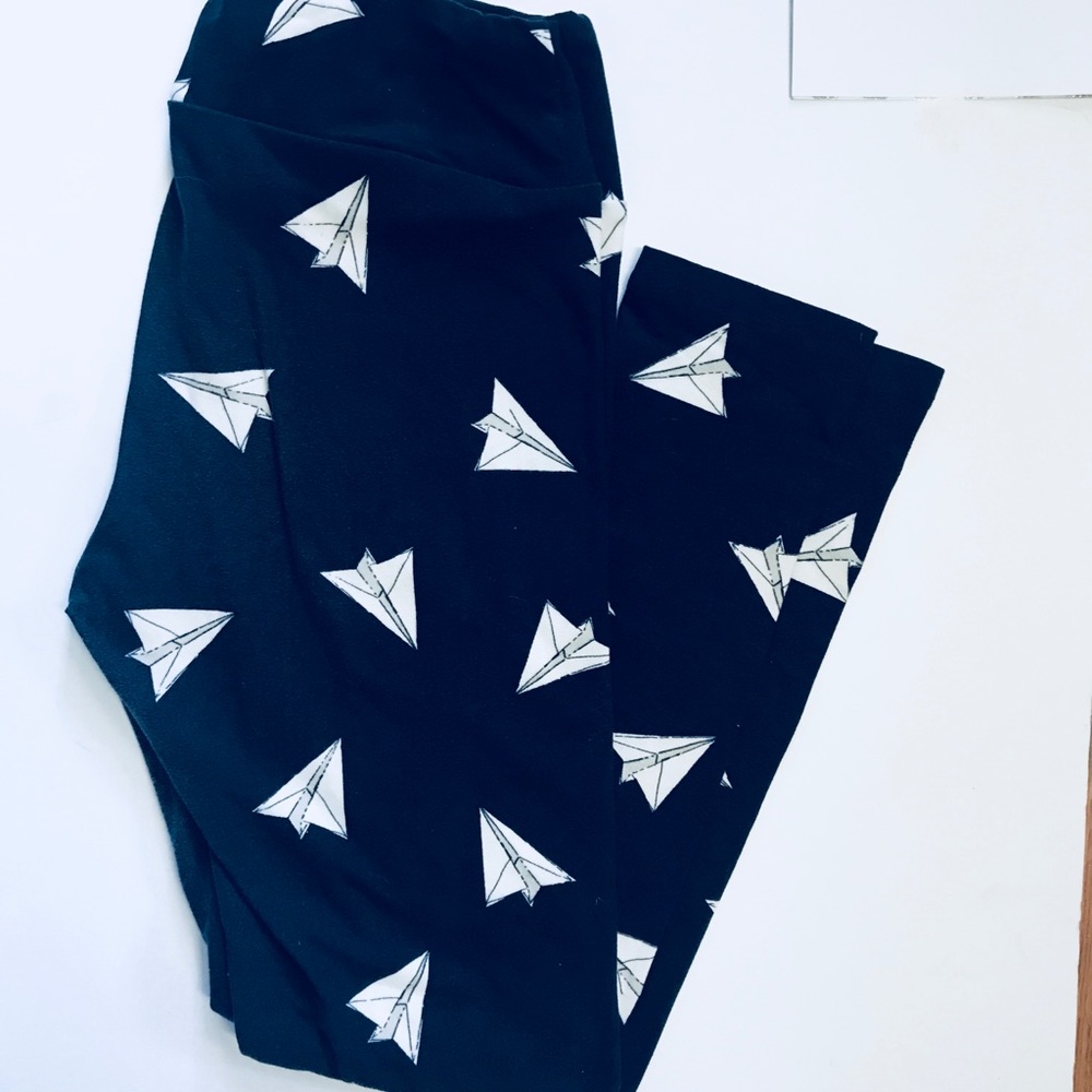 Navy Paper Airplane Leggings - Picture 1 of 1