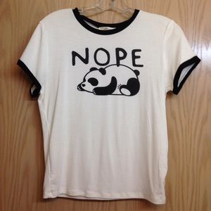 Black and white panda tshirt tee shirt nope