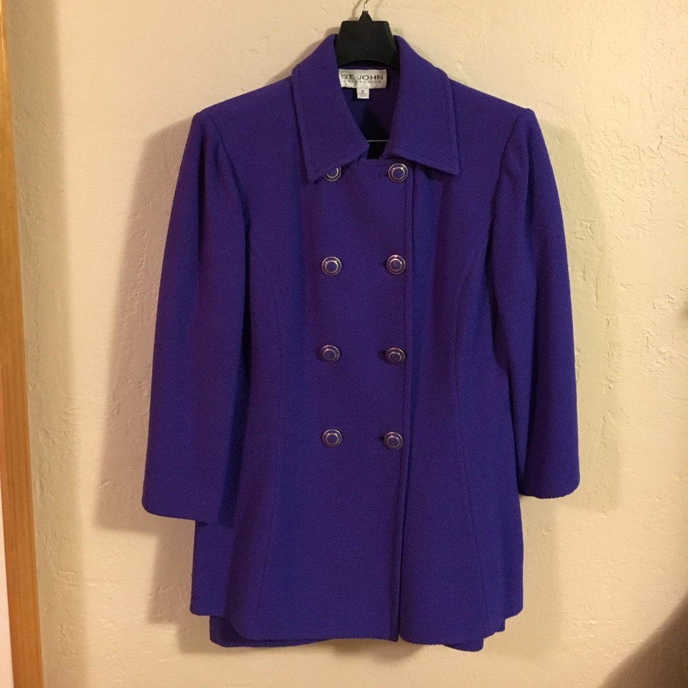 St. John Two-Piece Suit Jacket and Skirt Purple