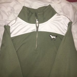 VS PINK olive quarter zip sweatshirt