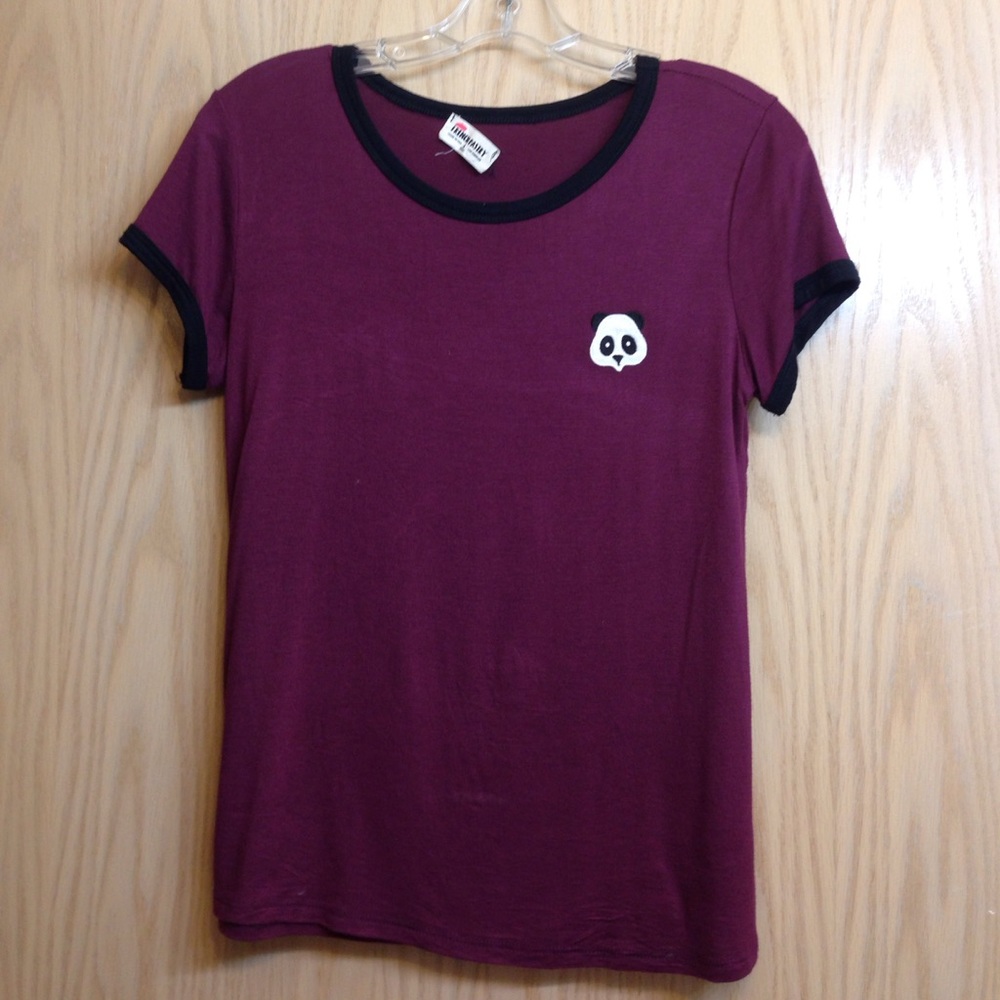 Maroon red tee shirt tshirt top emoji panda