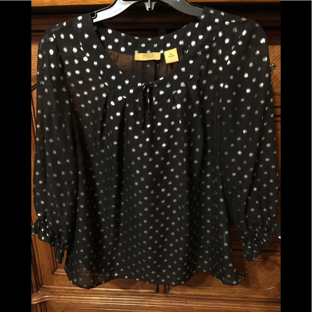 Black top with silver dots.