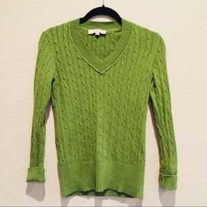 2For$20 LOFT Kelly Green Cable Knit V-Neck Sweater