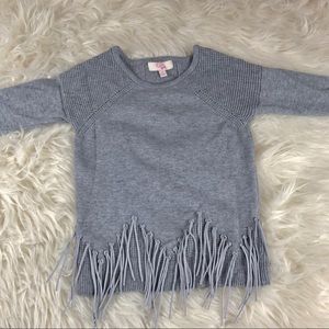 GB girls grey sweater with fringes on front size 4