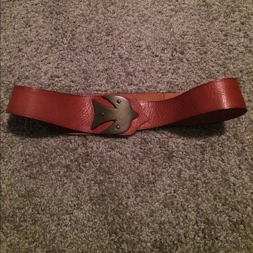 Fossil leather belt with gunmetal swallow