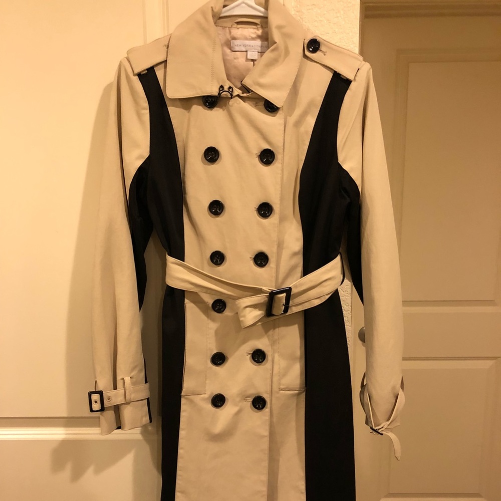 Beige + Black Trench Coat