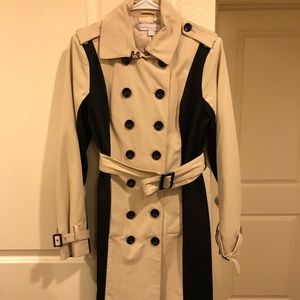 Beige + Black Trench Coat