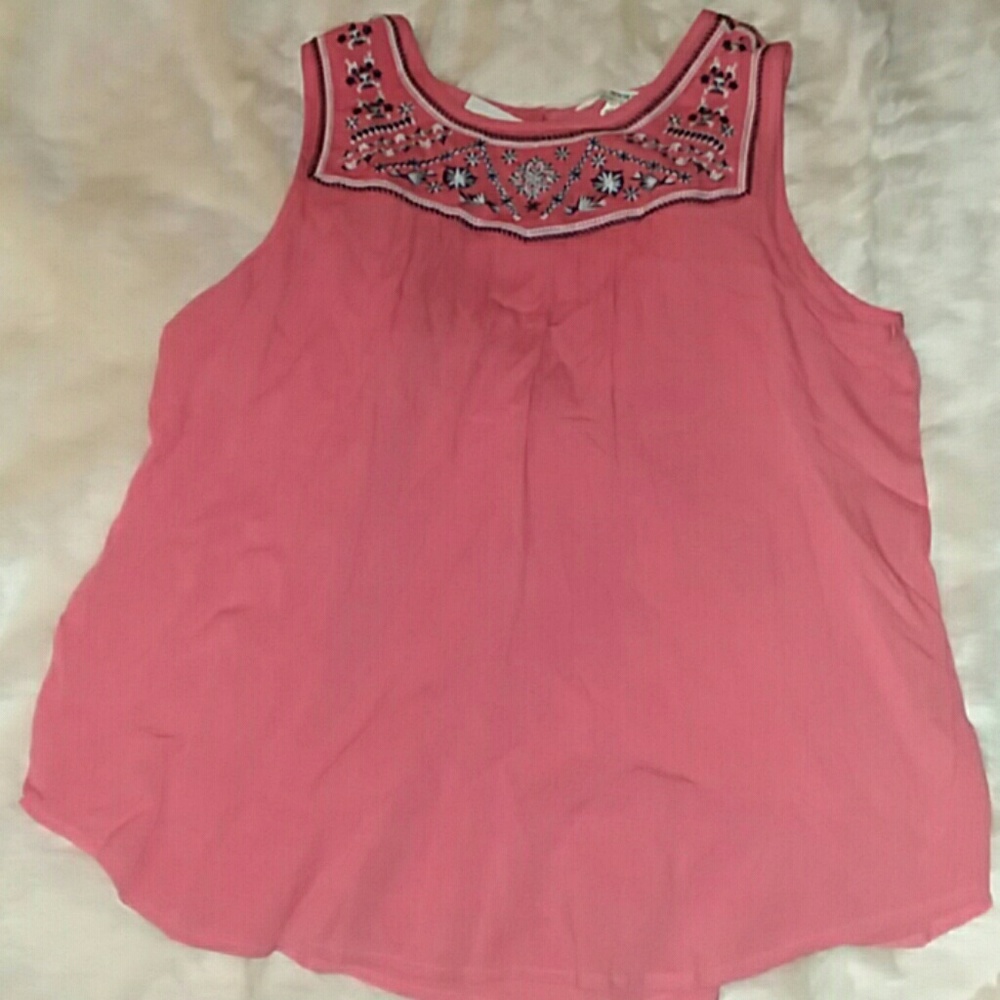 NWT Women's Tantrums Coral Pink Stitched Shirt XL