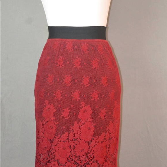 Haute couture Gautier Red Lace Skirt