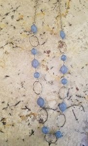 Blue bead and silver necklace