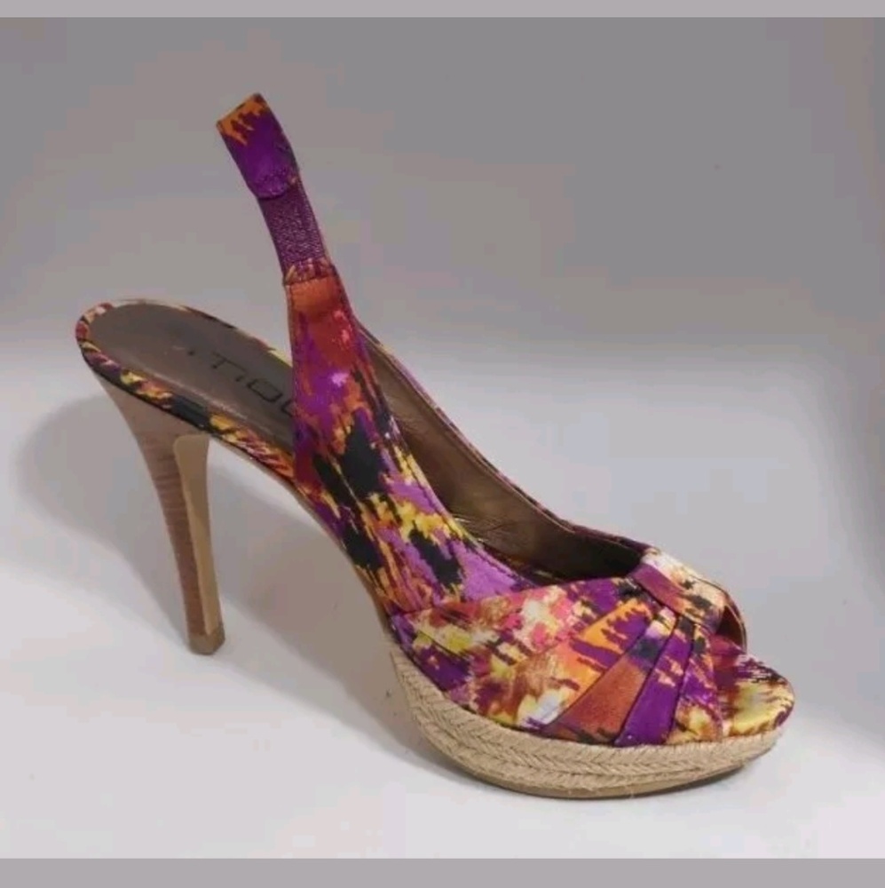 Moda Spana Wmn sz 6 M Print Peep Toe Shoes Heels