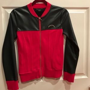 Armani exchange leather zip up jacket Small
