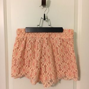 Peachy Pink Lace Shorts