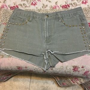Olive green shorts w/ gold studs