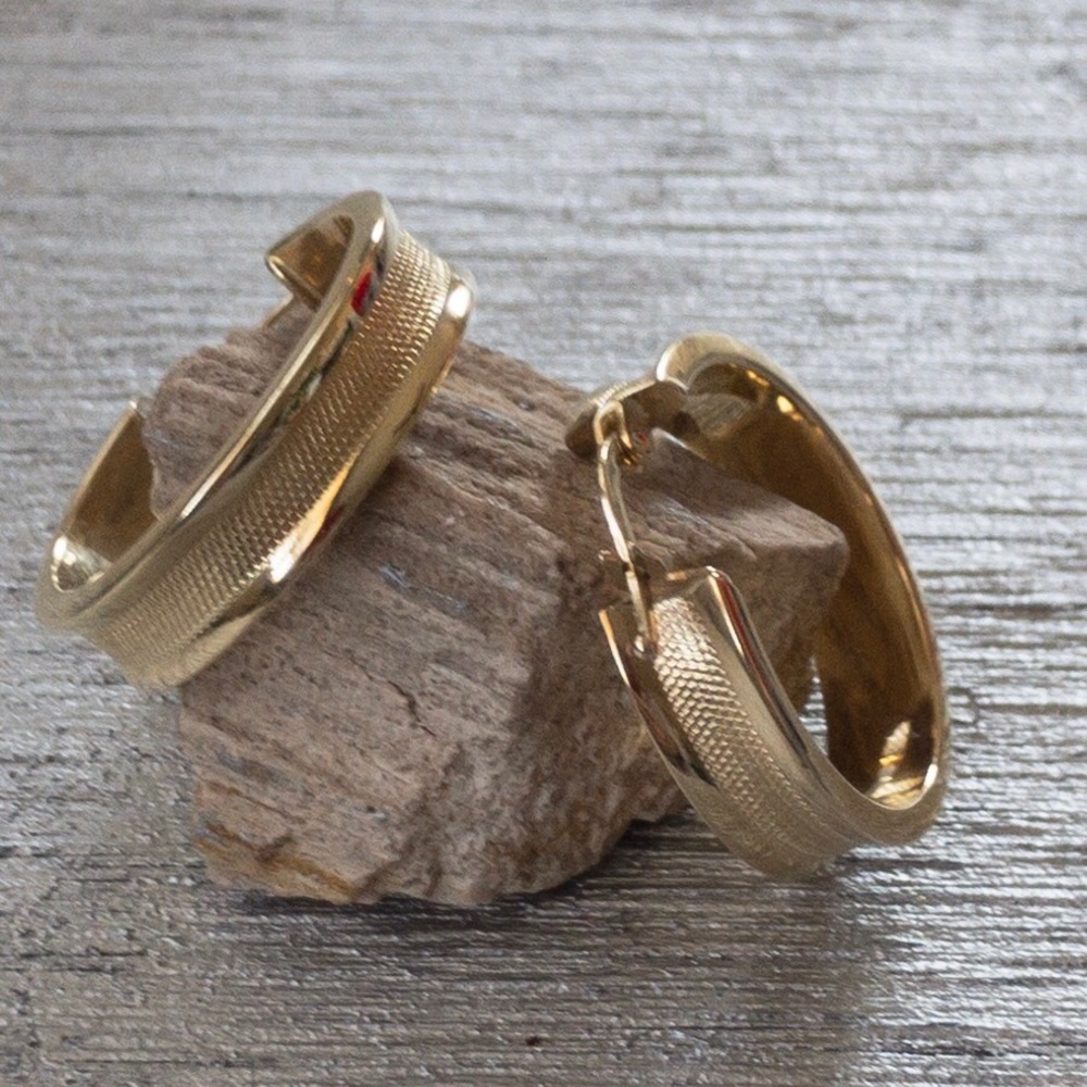 14k trendy classic gold hoops