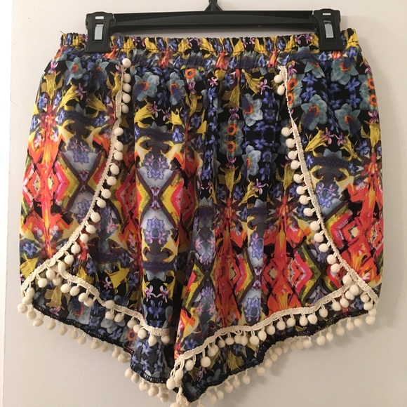 Pants - Comfy Lounge Shorts with Felt Ball Trim