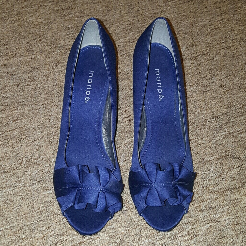 Blue Ruffled Peep Toes