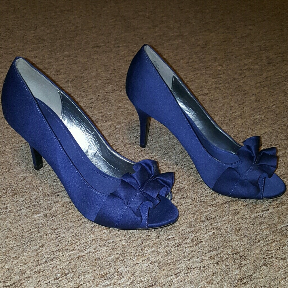 Blue Ruffled Peep Toes - Picture 2 of 4