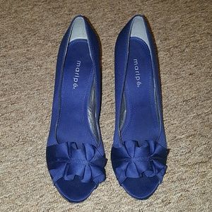 Blue Ruffled Peep Toes