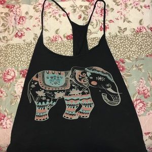 Elephant print, black tank top