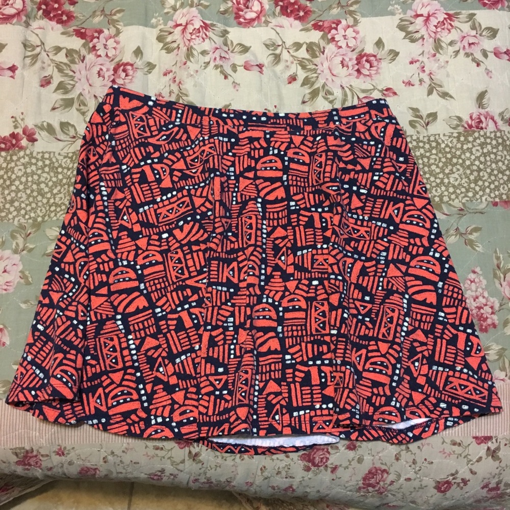 Tribal print pink & blue skater skirt